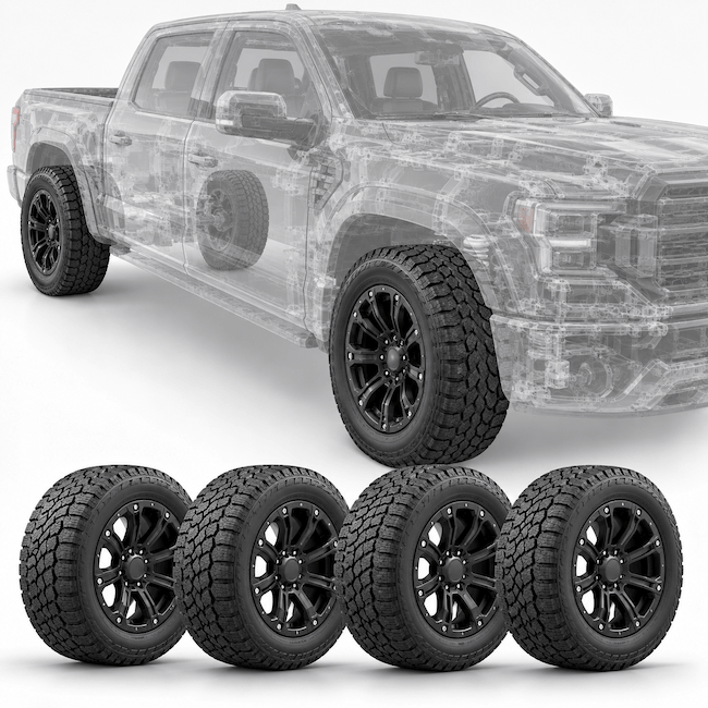 Complete Wheel Set, 20x9 with 275/55R20 Tires (3PMSF Snowflake Rated, TÜV Approved)